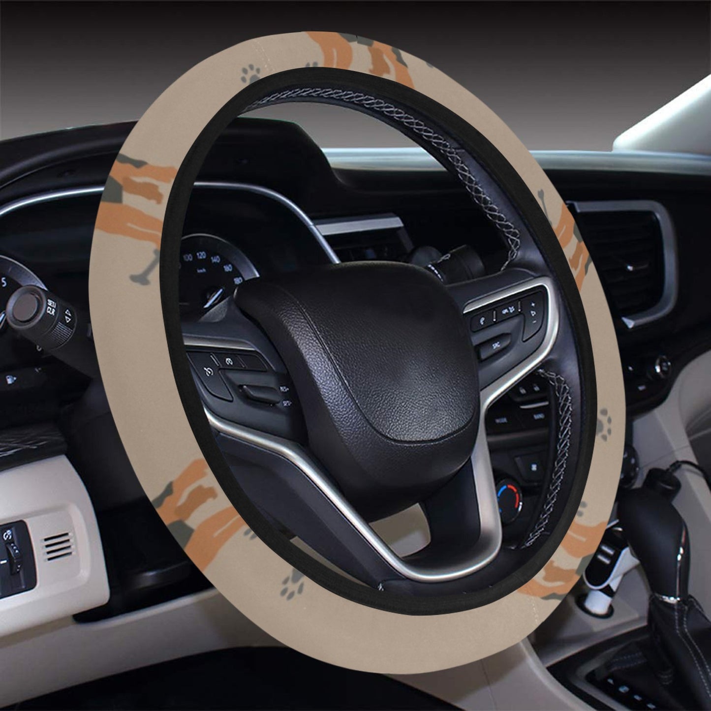 Yorkshire Terriers Print Design LKS305 Steering Wheel Cover with Elastic Edge