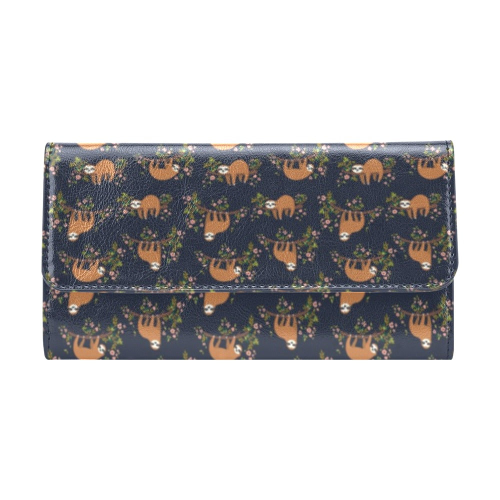 Sloth flower Design Themed Print Women's Trifold Wallet