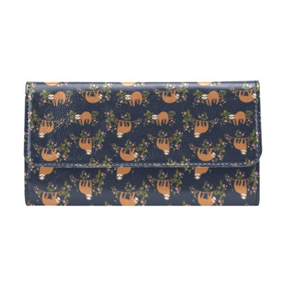 Sloth flower Design Themed Print Women's Trifold Wallet