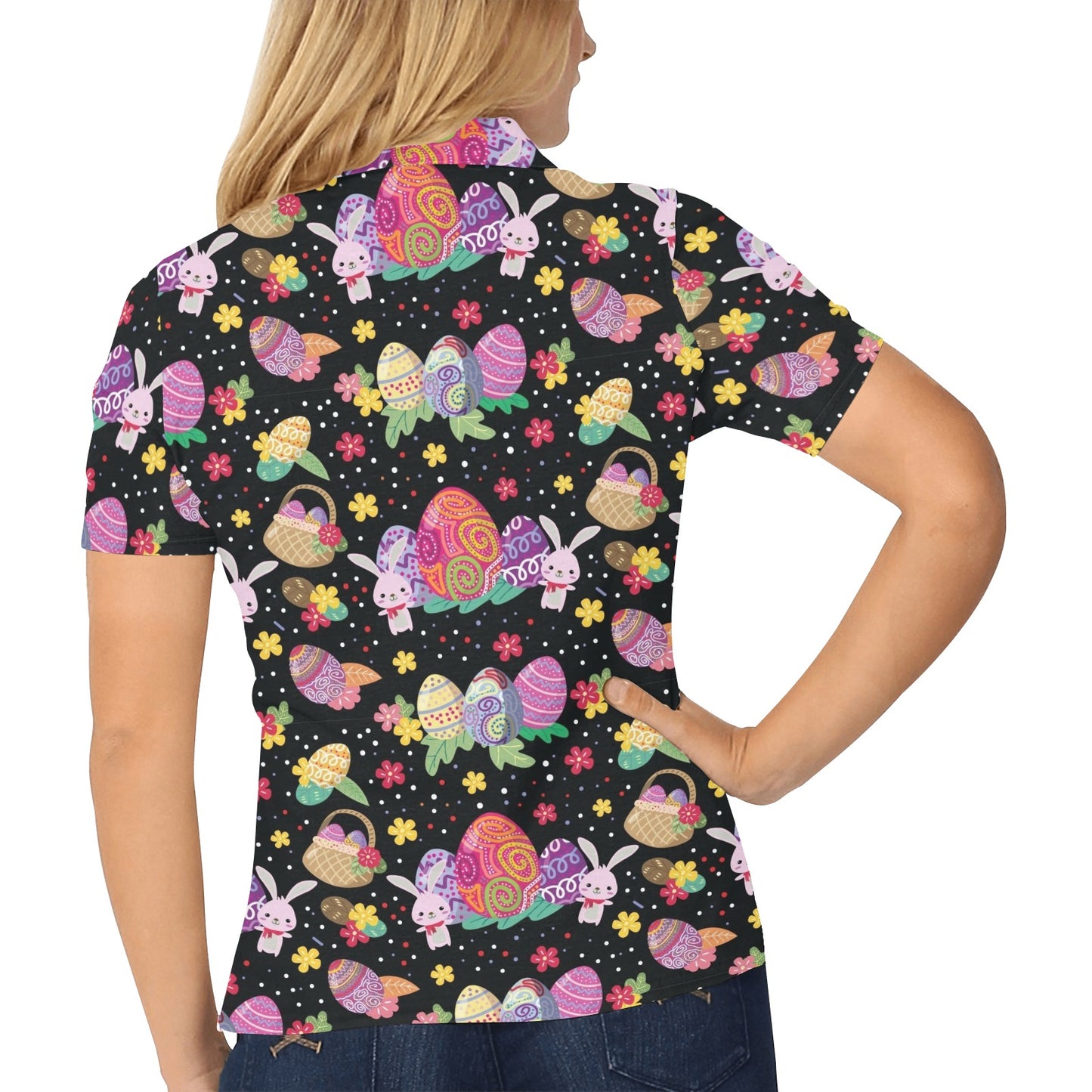 Easter Eggs Pattern Print Design RB06 Women's Polo Shirt