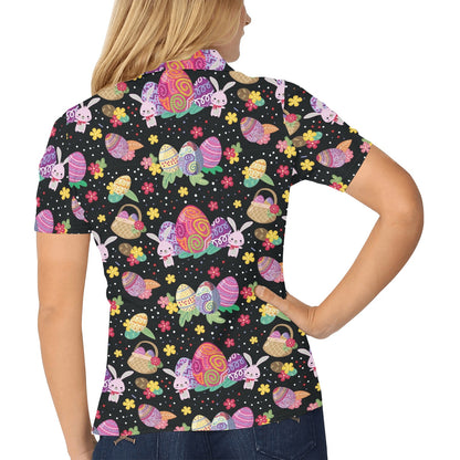 Easter Eggs Pattern Print Design RB06 Women's Polo Shirt