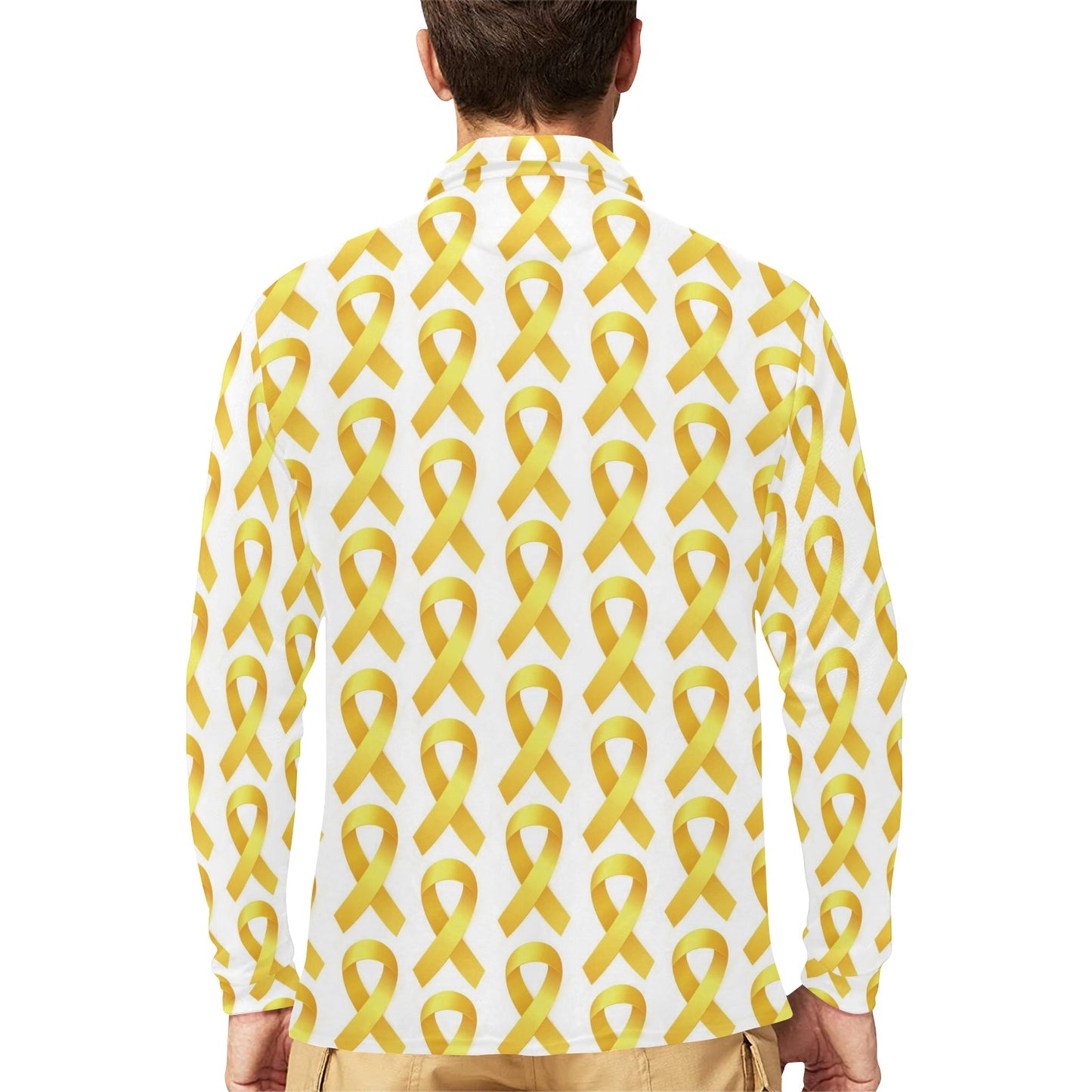 Bone cancer Pattern Print Design 02 Long Sleeve Polo Shirt For Men's