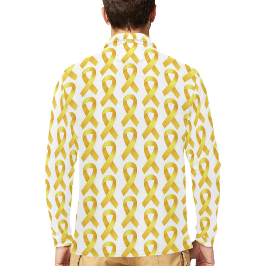 Bone cancer Pattern Print Design 02 Long Sleeve Polo Shirt For Men's