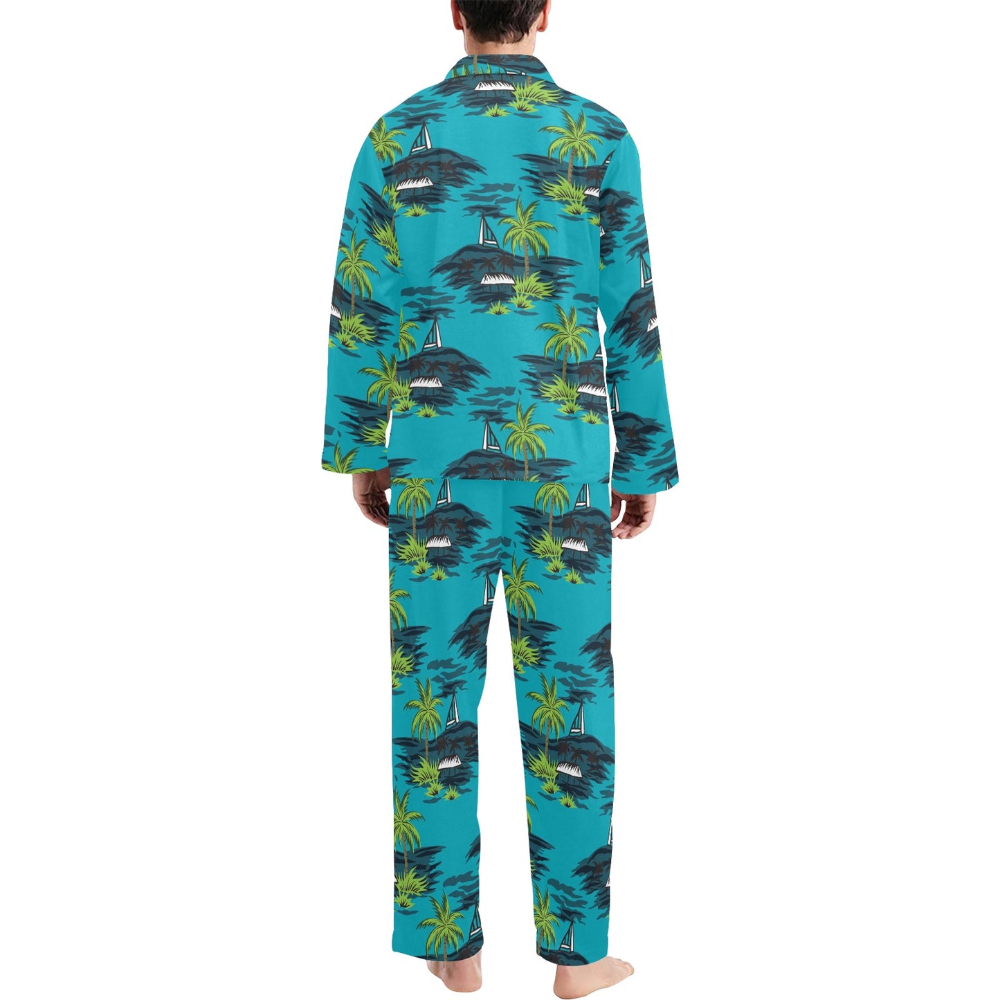 Pacific island Pattern Print Design A01 Men's Long Pajama Set