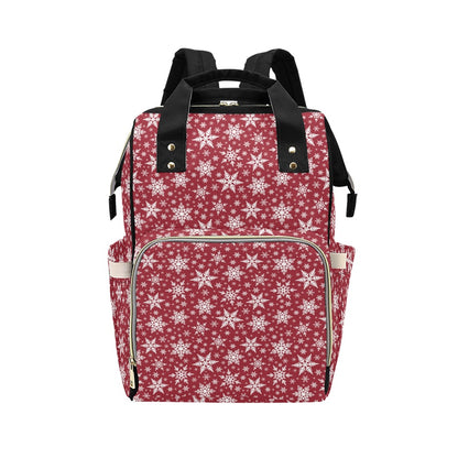 Snowflake Red Print Design LKS302 Diaper Bag Backpack