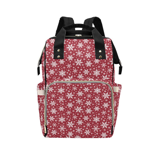 Snowflake Red Print Design LKS302 Diaper Bag Backpack