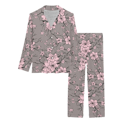 Cherry Blossom Pattern Print Design CB05 Women's Long Pajama Set