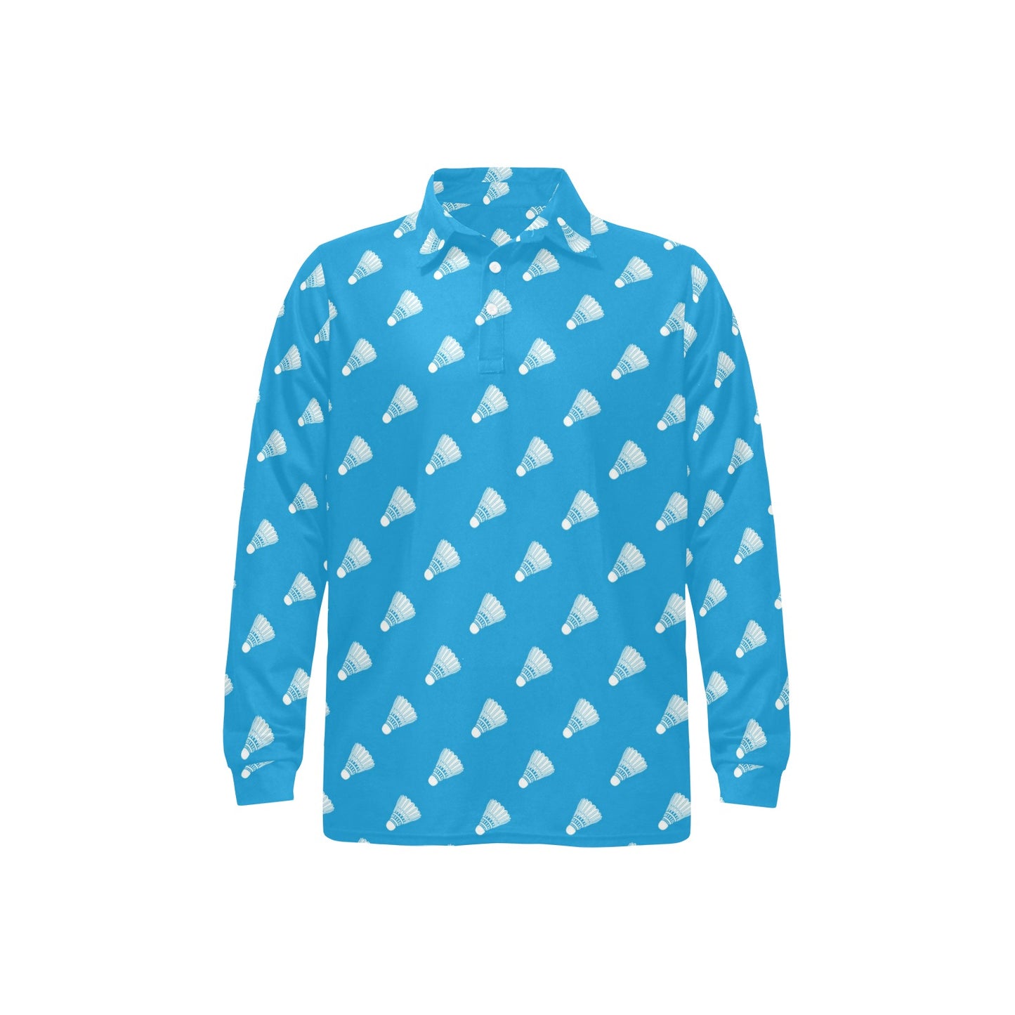 Badminton Ball Pattern Print Design 08 Long Sleeve Polo Shirt For Men's