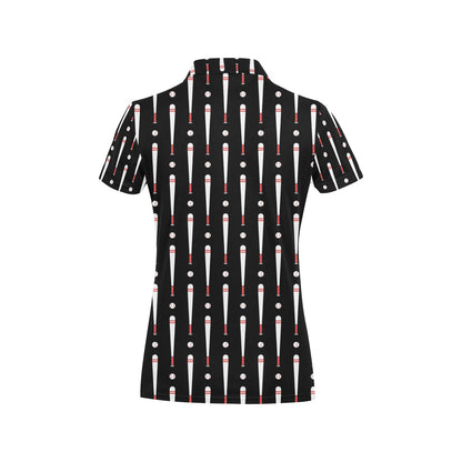 Baseball Pattern Print Design 03 Women's Polo Shirt