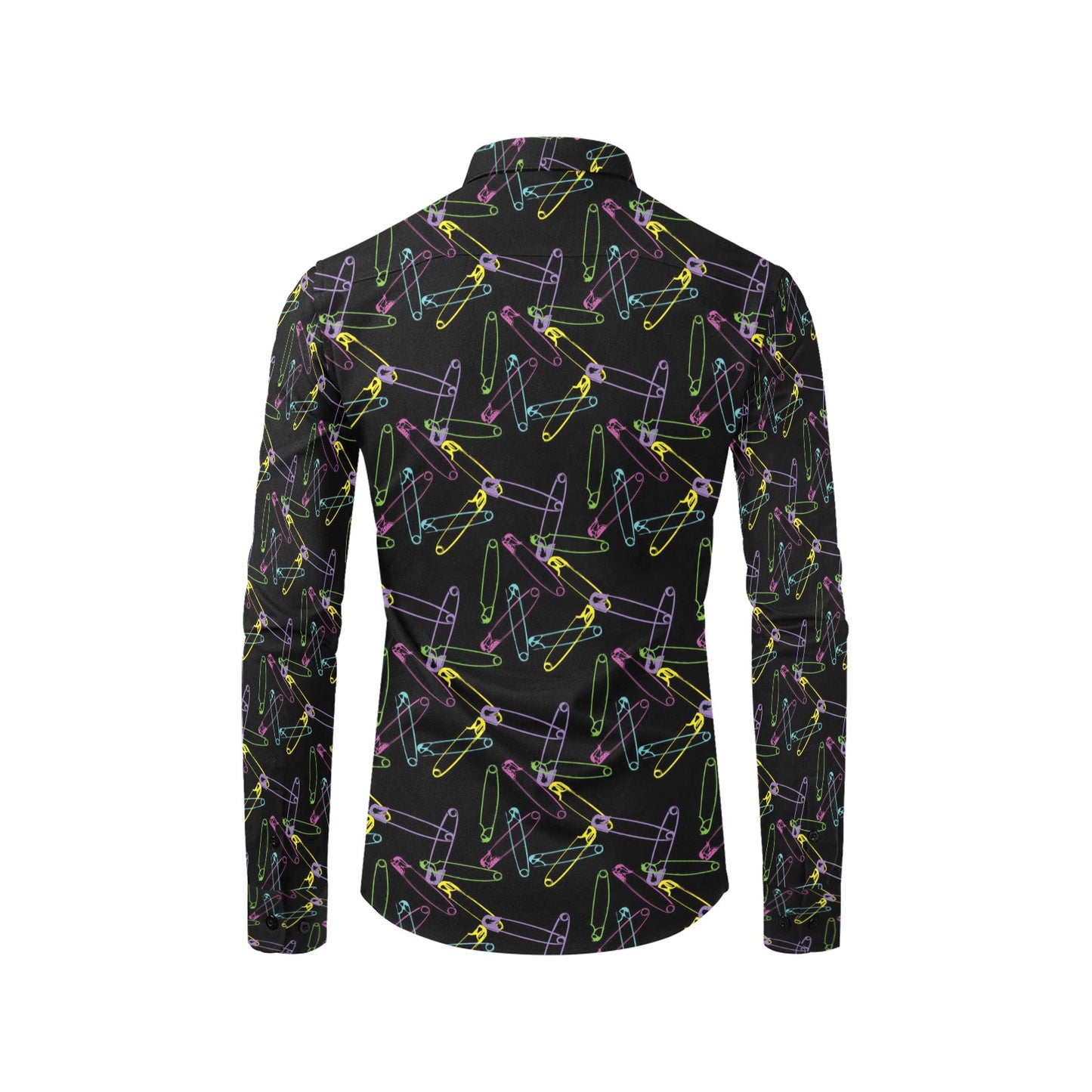 Safety Pin Print Design LKS304 Men's Long Sleeve Dress Shirt