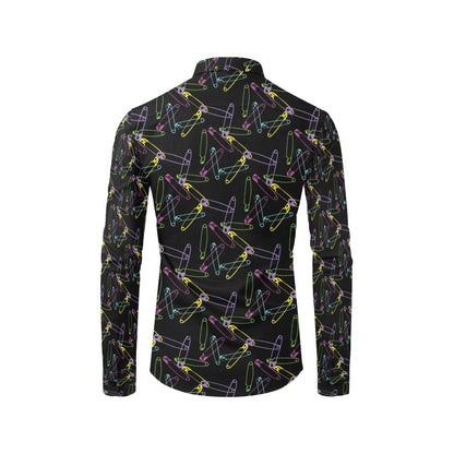 Safety Pin Print Design LKS304 Men's Long Sleeve Dress Shirt