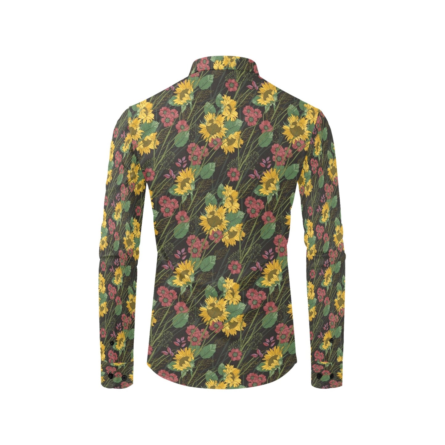 Sunflower Print Design LKS303 Men's Long Sleeve Dress Shirt
