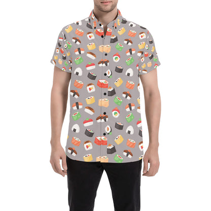 Sushi Print Design LKS307 Men Short Sleeve Button Up Shirt
