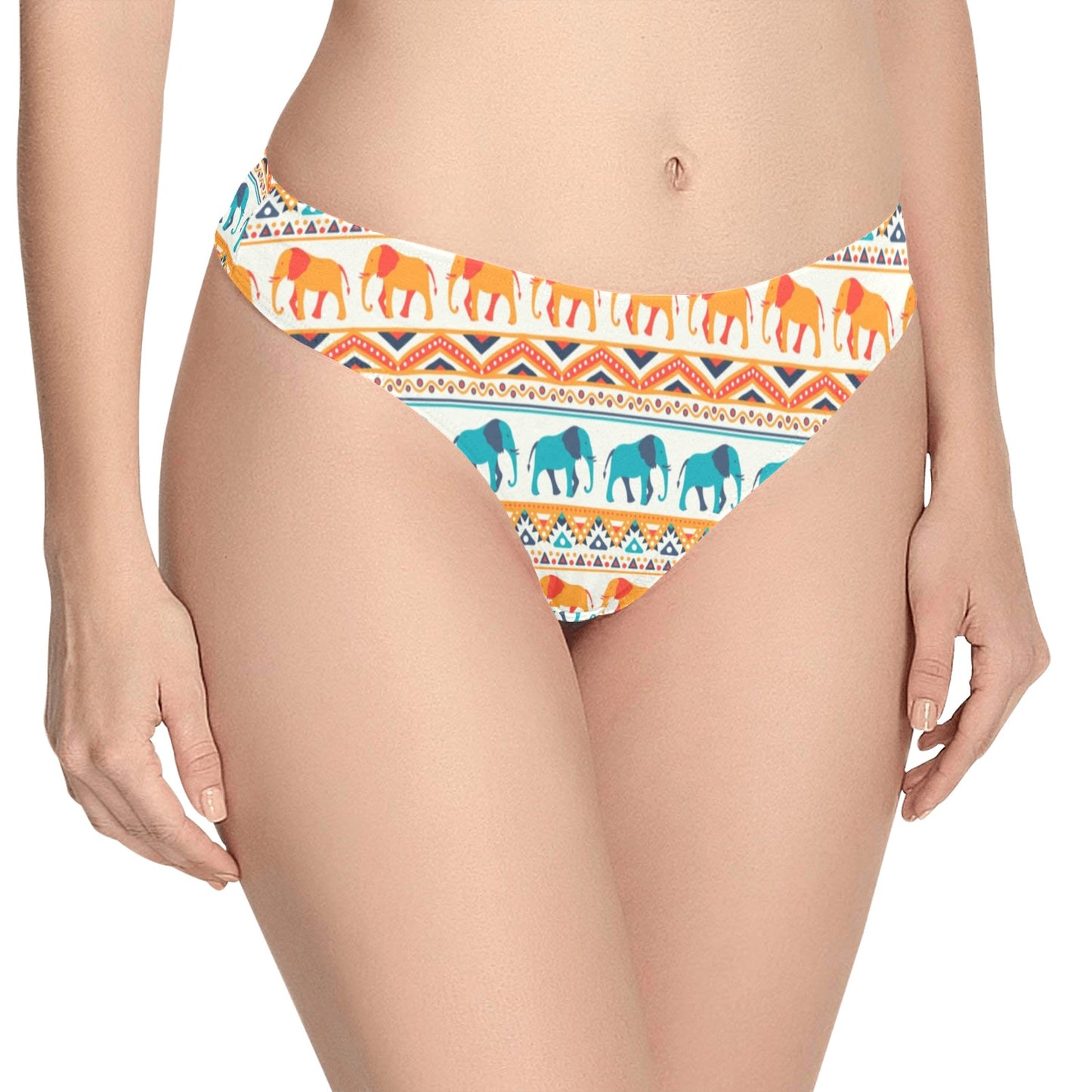 Elephant Aztec Ethnic Print Pattern Women's Thongs