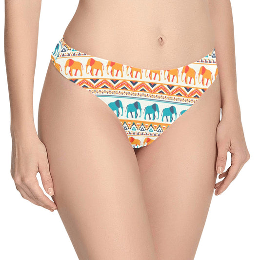 Elephant Aztec Ethnic Print Pattern Women's Thongs