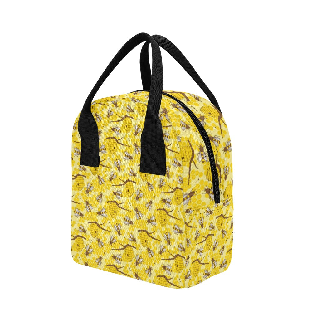 Bee With Honeycomb Print Design LKS302 Insulated Lunch Bag