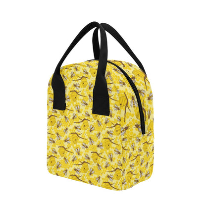Bee With Honeycomb Print Design LKS302 Insulated Lunch Bag