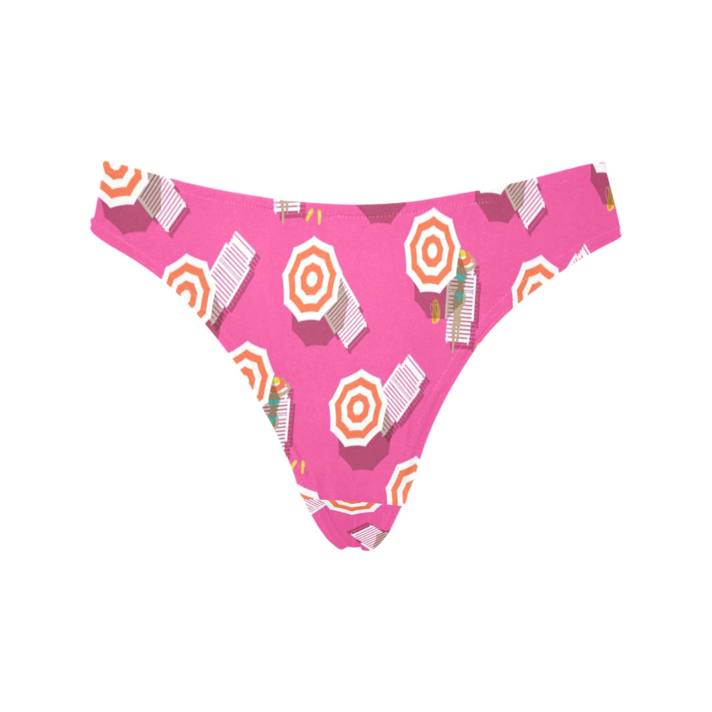 Beach Top View Umbrella Theme Women's Thongs