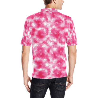 Tie Dye Pink Print Design LKS304 Men Polo Shirt
