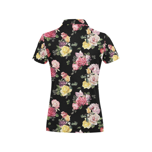 Rose Pattern Print Design RO010 Women's Polo Shirt