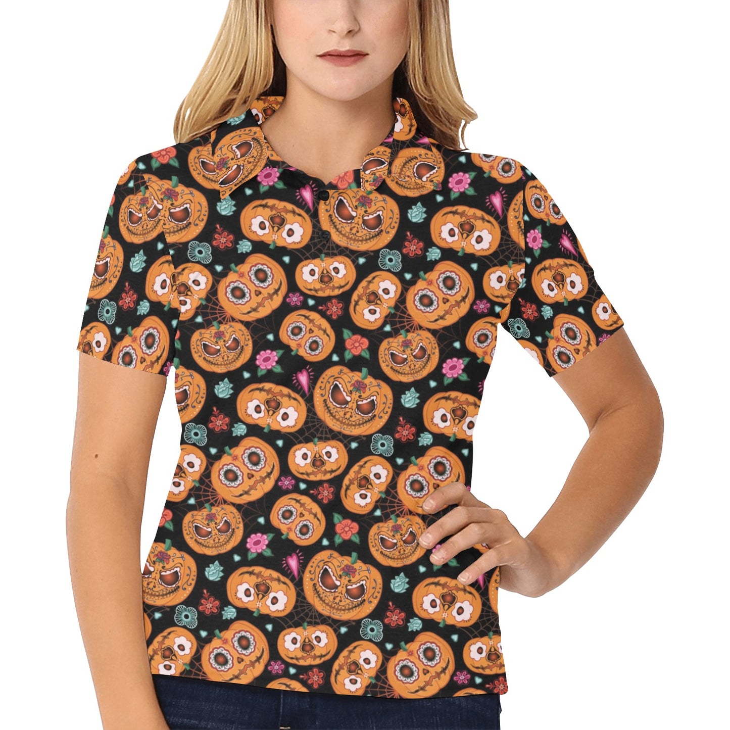 Halloween Print Design LKS402 Women's Polo Shirt