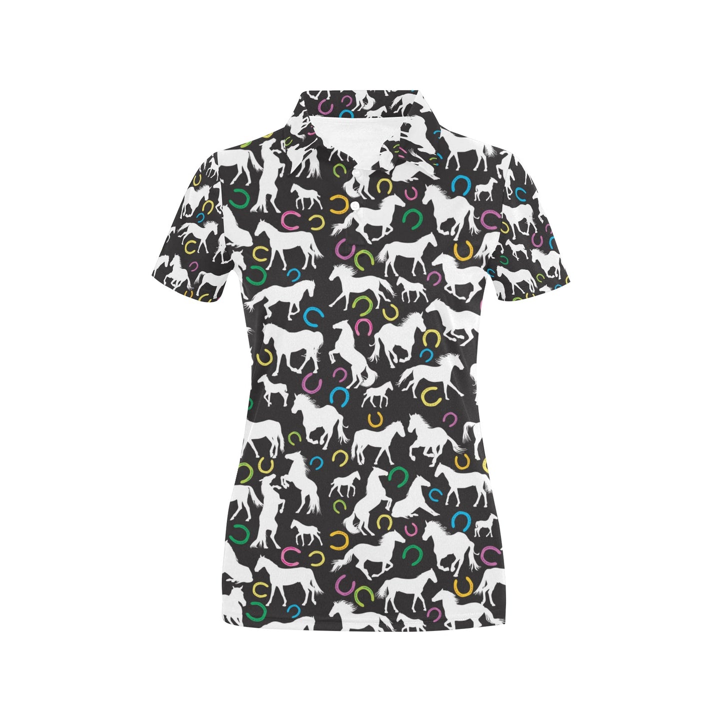 Horse Hoof Colorful Print Design LKS301 Women's Polo Shirt