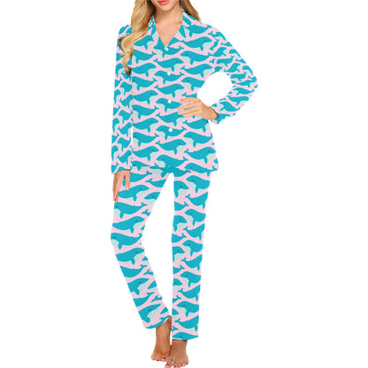 Whale Print Design LKS302 Women's Long Pajama Set
