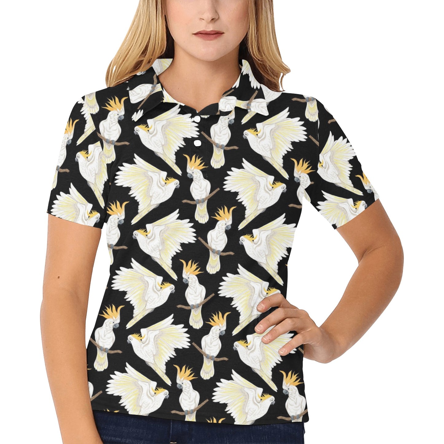 Cockatoo Print Design LKS402 Women's Polo Shirt