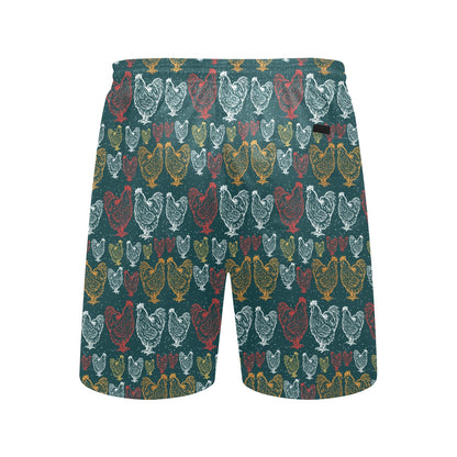Rooster Hand Draw Design Men's Swim Trunks Beach Shorts