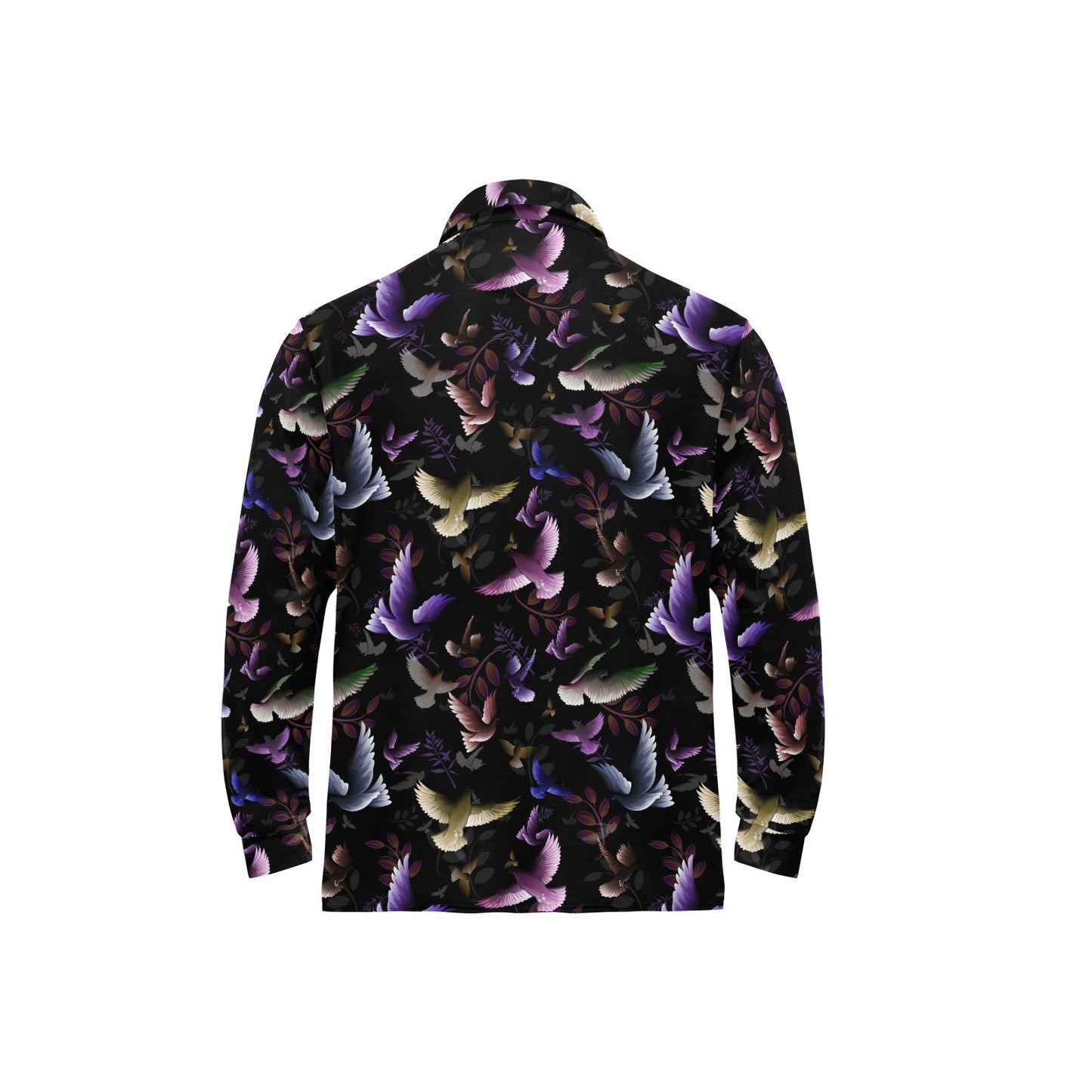 Pigeon Pattern Print Design 01 Long Sleeve Polo Shirt For Men's