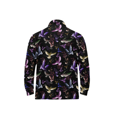 Pigeon Pattern Print Design 01 Long Sleeve Polo Shirt For Men's