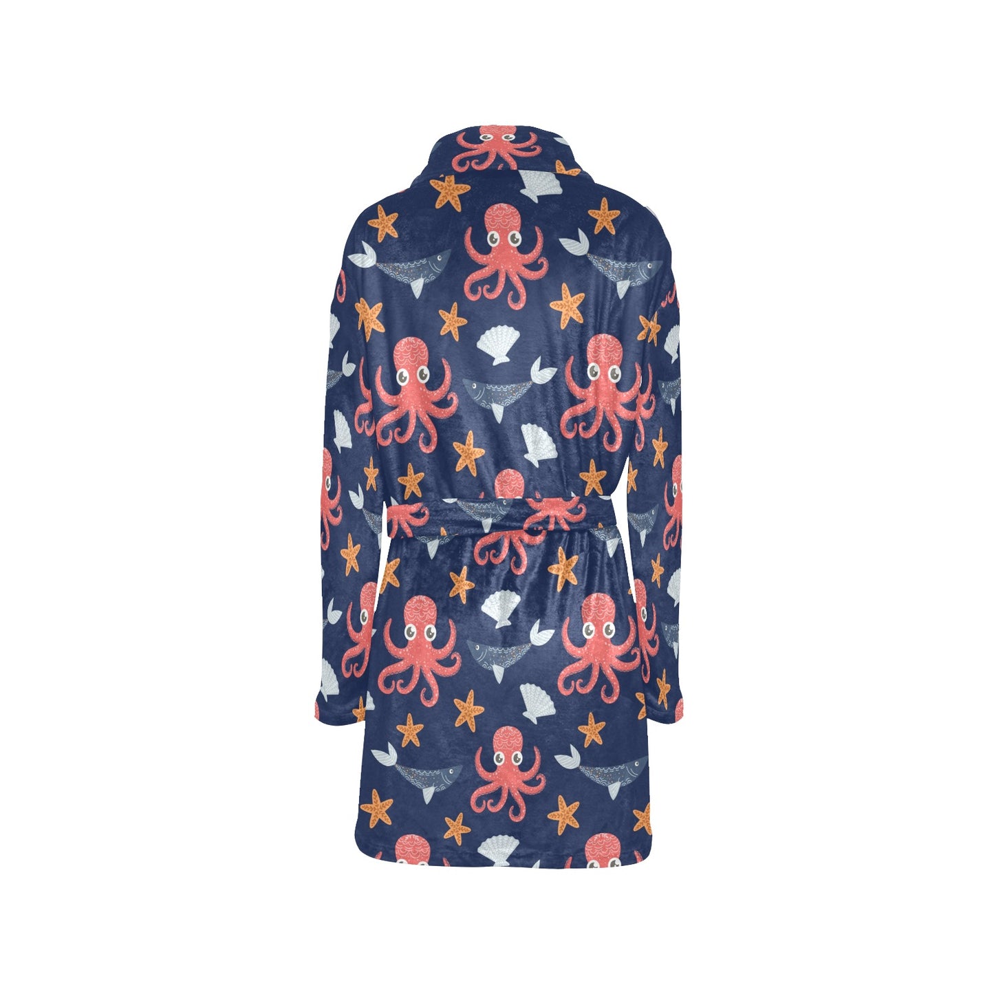 Octopus Pattern Print Design A04 Women's Fleece Robe