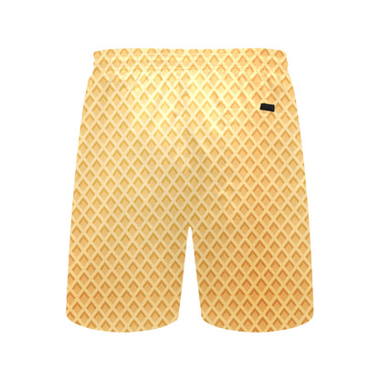 Waffle Texture Print Design LKS302 Men's Swim Trunks Beach Shorts
