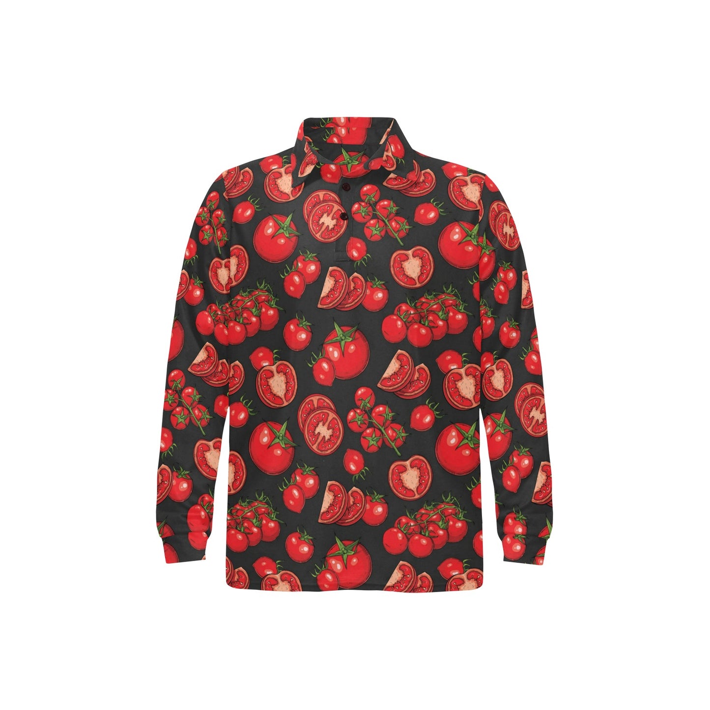 Tomato Print Design LKS303 Long Sleeve Polo Shirt For Men's