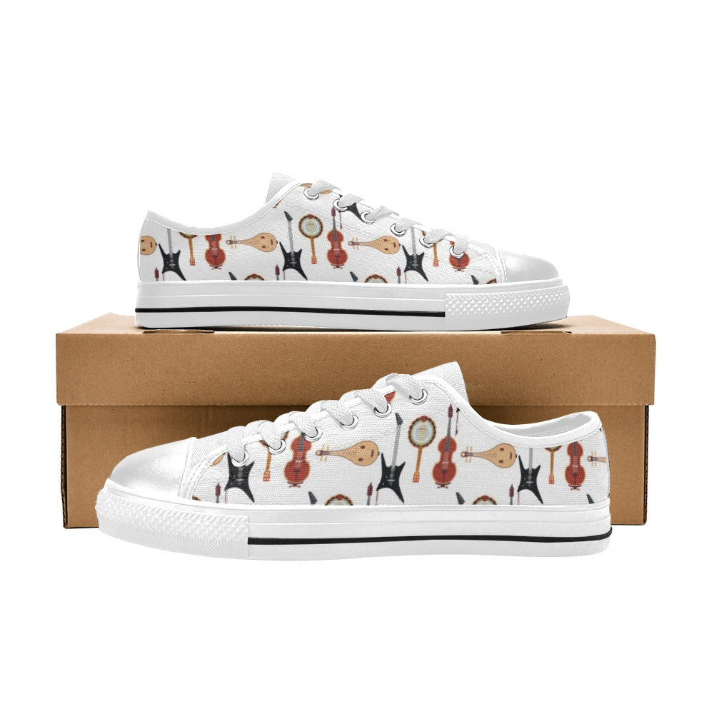 Banjo Print Design LKS403 Women's White Low Top Shoes