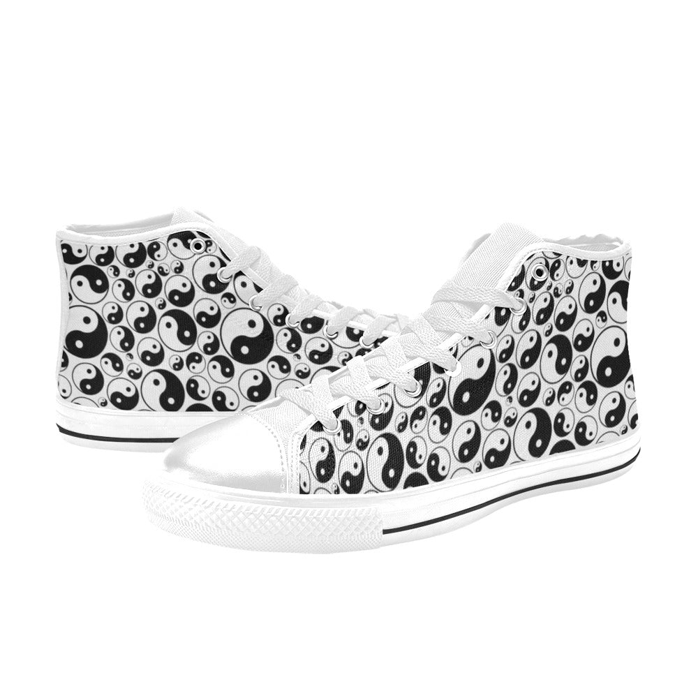 Yin Yang Print Design LKS302 Men's High Top Canvas Shoes