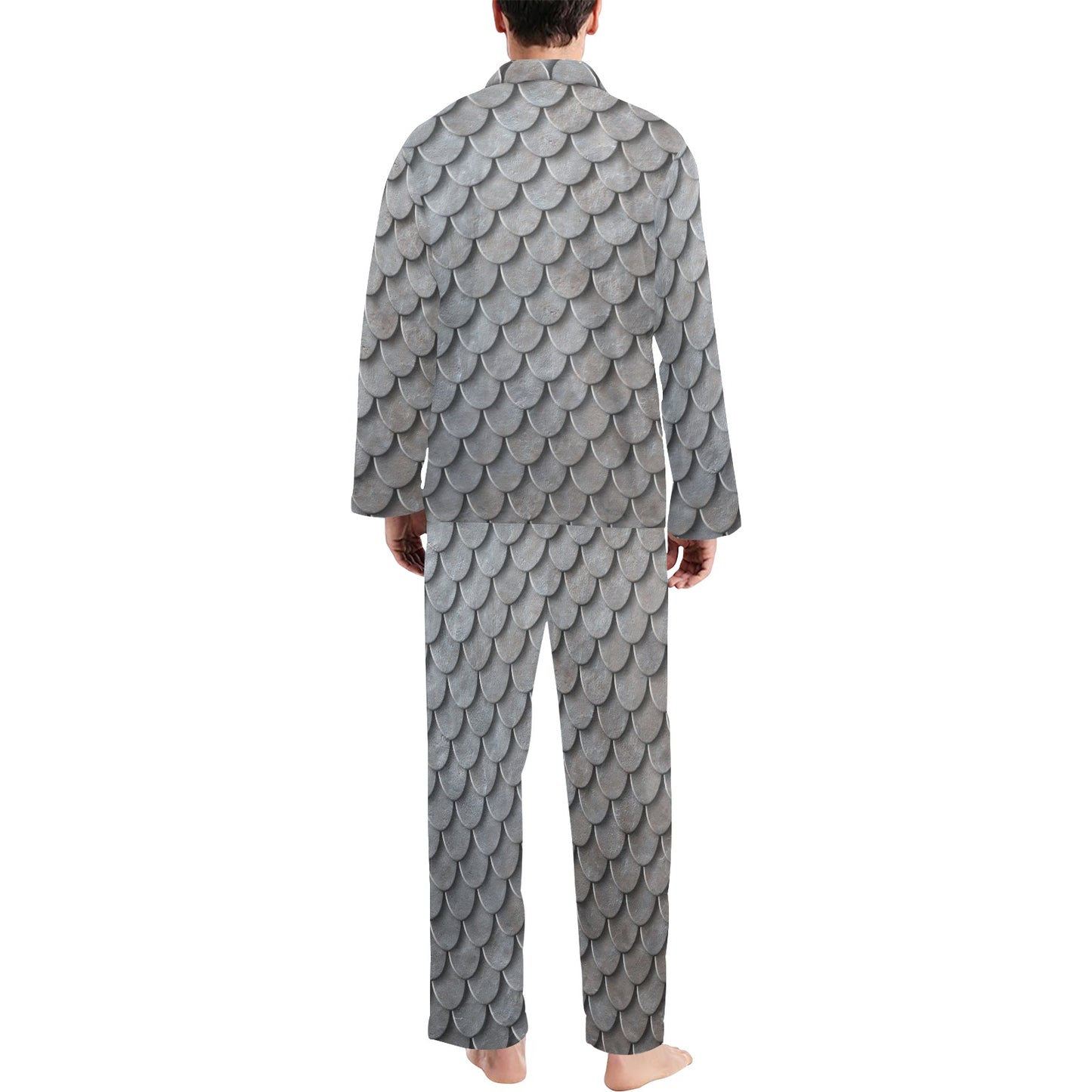 Armor Scales Pattern Print Design 03 Men's Long Pajama Set