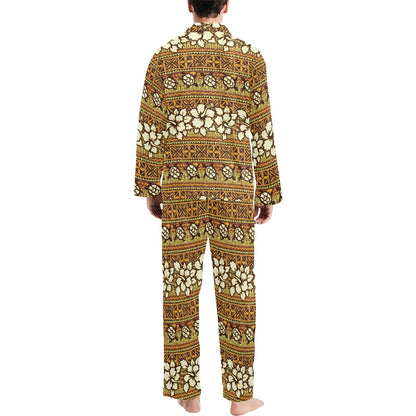 Hawaiian Themed Pattern Print Design H015 Men's Long Pajama Set
