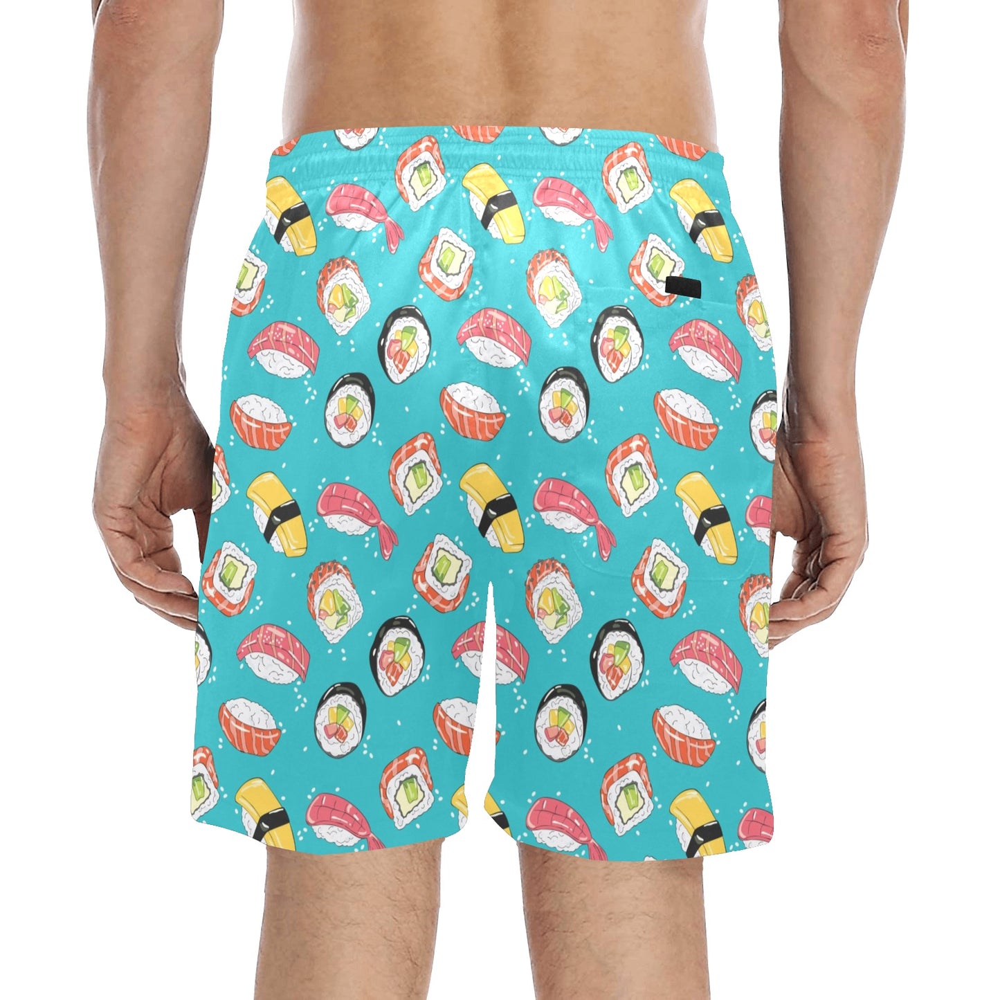 Sushi Print Design LKS305 Men's Swim Trunks Beach Shorts