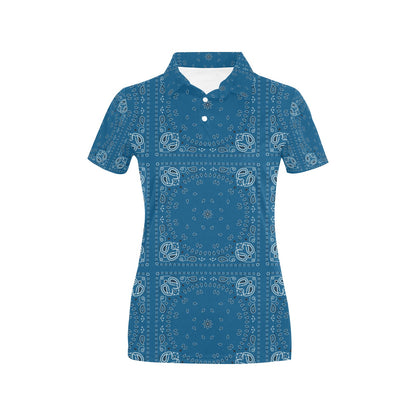 Bandana Blue Print Design LKS301 Women's Polo Shirt