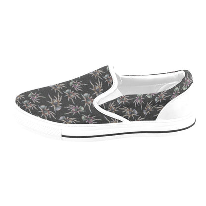 Tarantula Print Design LKS402 White Slip Ons Canvas Women's Shoes