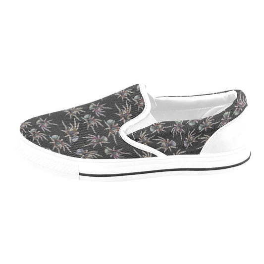 Tarantula Print Design LKS402 White Slip Ons Canvas Women's Shoes