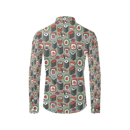 Sushi Print Design LKS301 Men's Long Sleeve Dress Shirt