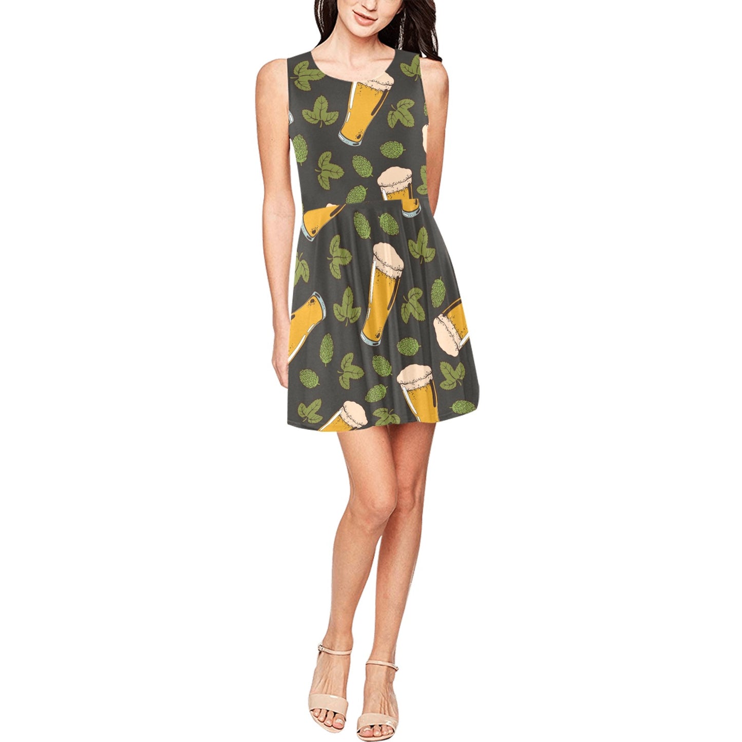Beer Iris Pattern Print Design 02 Sleeveless Dress