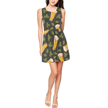 Beer Iris Pattern Print Design 02 Sleeveless Dress