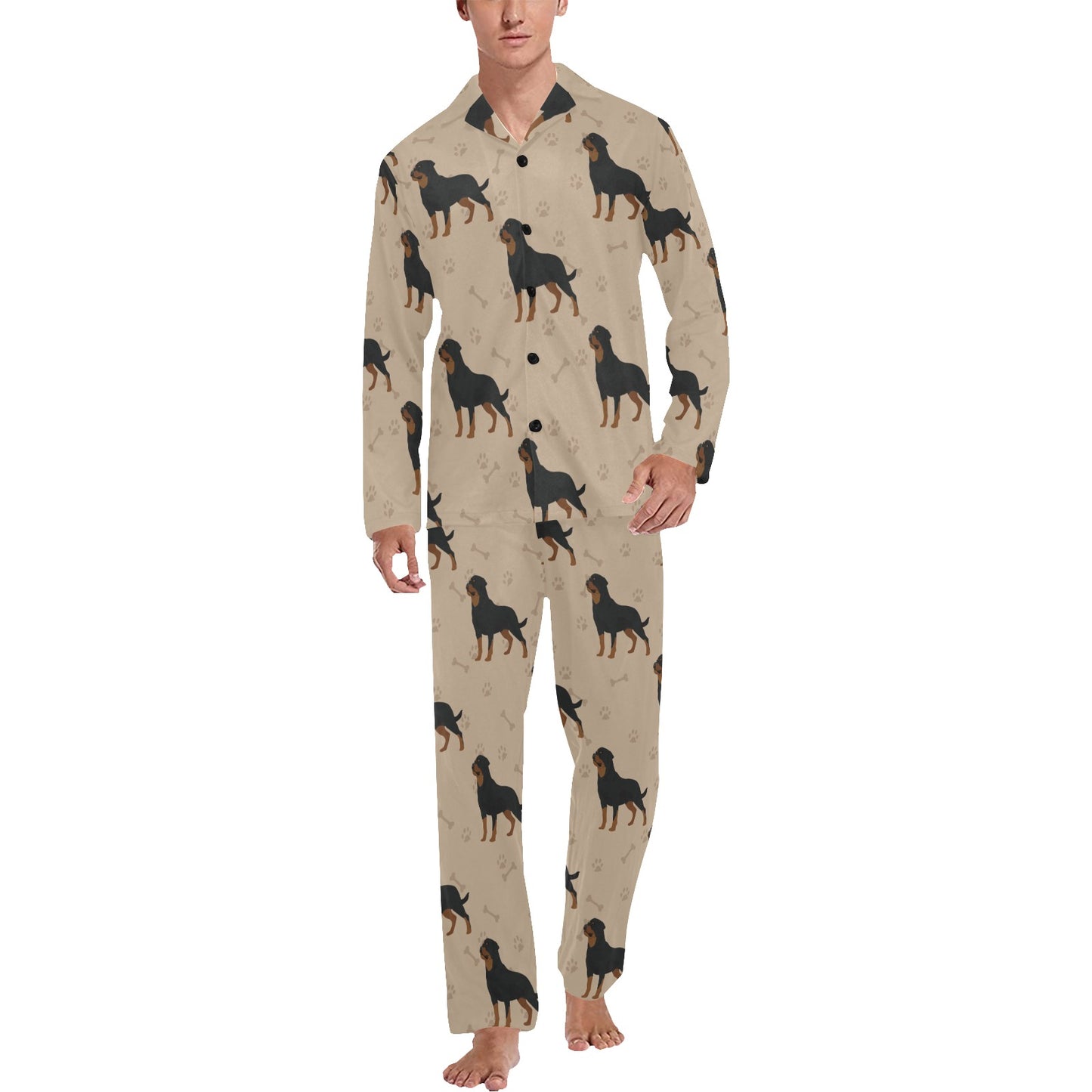 Rottweiler Pattern Print Design A01 Men's Long Pajama Set