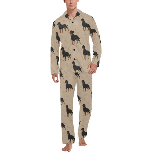 Rottweiler Pattern Print Design A01 Men's Long Pajama Set