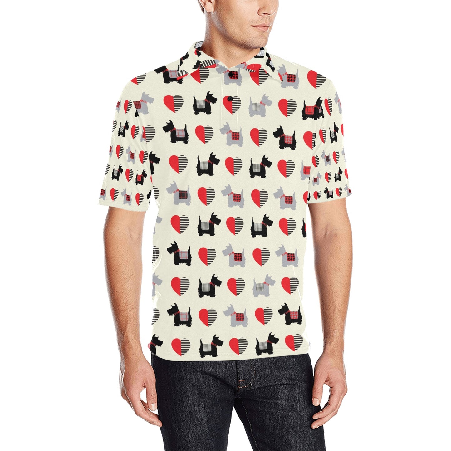 Scottish Terriers Print Design LKS3010 Men Polo Shirt