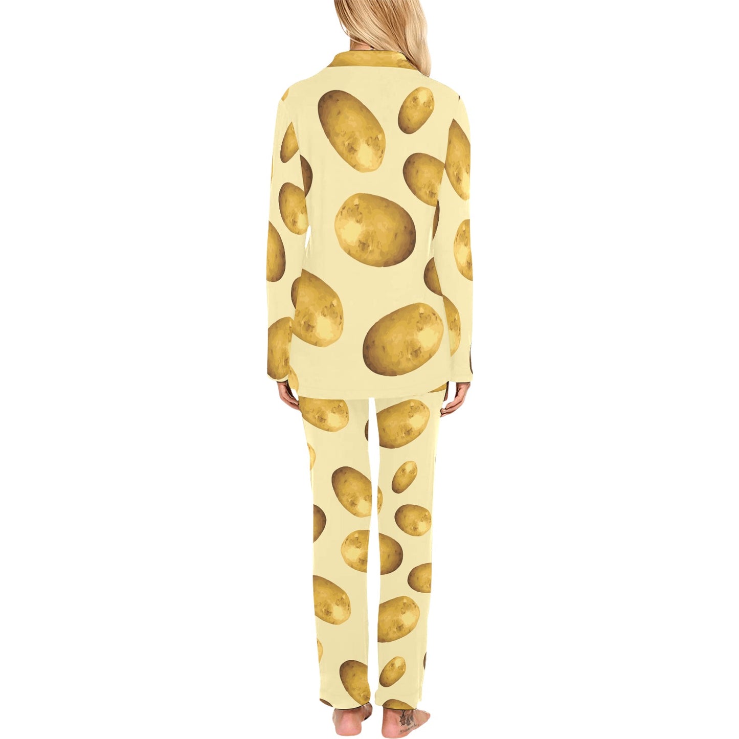 Potato Pattern Print Design A01 Women's Long Pajama Set