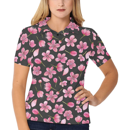 Apple blossom Pattern Print Design AB03 Women's Polo Shirt
